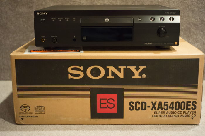 Sony SCD-XA5400ES atop its original box (included).