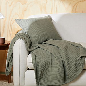 Parachute Cloud Linen Gauze Throw - Moss