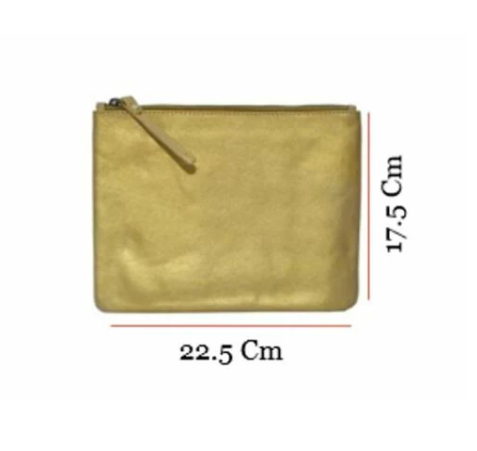 Quality Full Grain Leather Purse/ Clutch. LE 3548 - Gold. Hide & Chic - Image 4