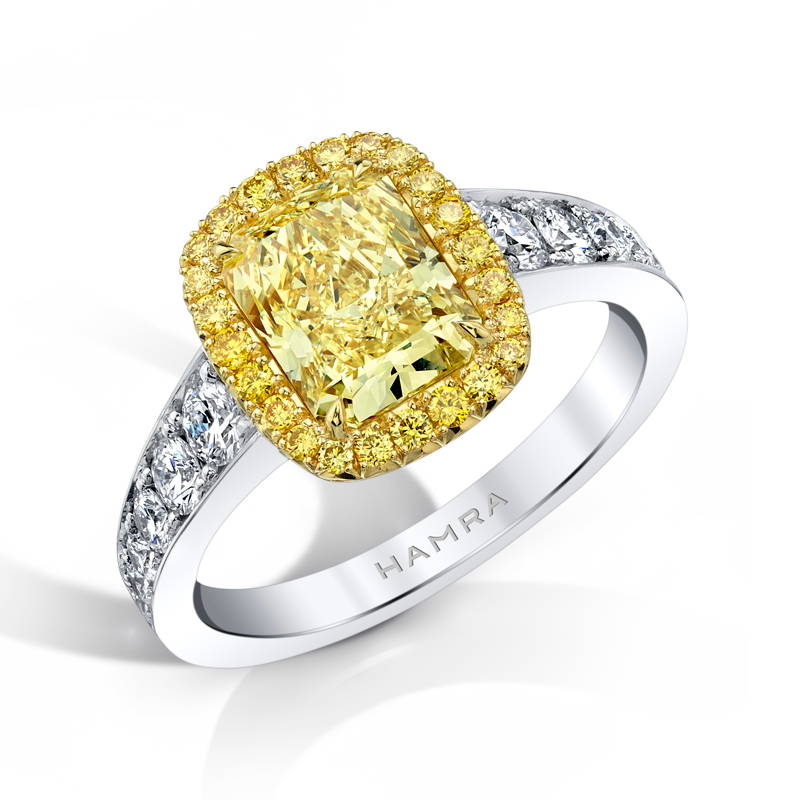 yellow and white diamond ring