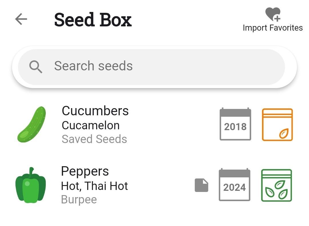 Screenshot of the Seed Box feature in Planter