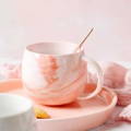 400 ML marble ceramic coffee mug with handle for coffee / tea - morning