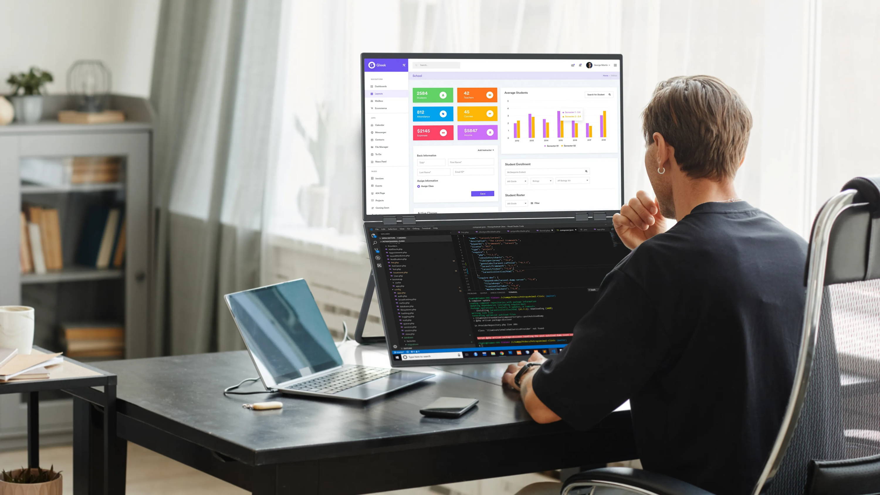 Delta Mega - 23.8 Inch 100Hz Dual Screen Stacked Computer Monitor with Speakers