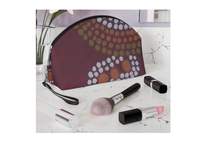 Boho Dots Faux Leather Makeup Bag with Strap - Image 3