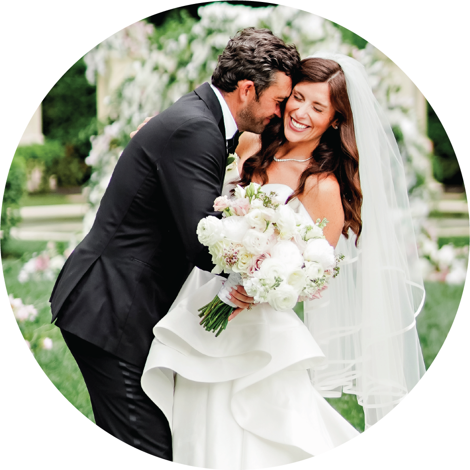 Brooke & Adam in a wedding photo.