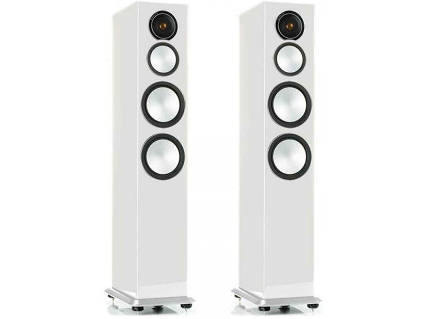 Monitor Audio SILVER 8 Floorstanding Loudspeakers (Gloss White  Lacquer w/small Blemish): Full Warranty; 45% Off
