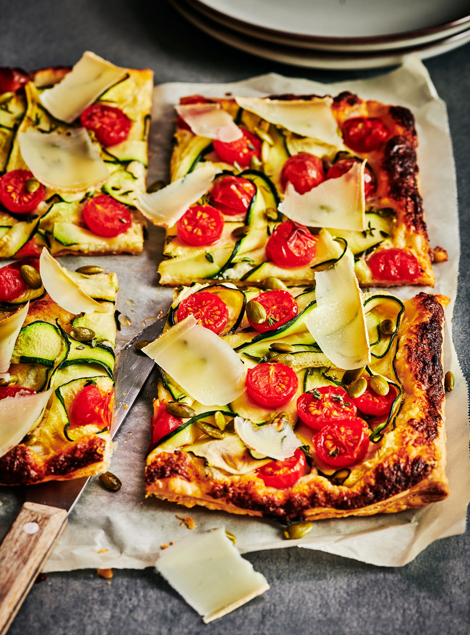 Thin Zucchini and Cherry Tomato Tart | RICARDO