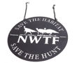 Metal Sign with NWTF Logo Save the Habitat, Save the Hunt- laser cut metal with a powder coated finish. Can be used to hang on a wall or a garden stake