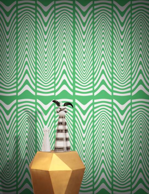 Green & White Cool Modern Psychedelic Wallpaper - Feathr Wallpapers
