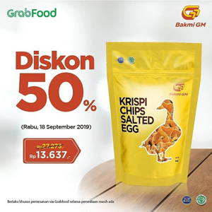 Bakmi GM: Promo Krispi Chips Salted Egg 50% HARI INI SAJA! sampai 09/18/2019