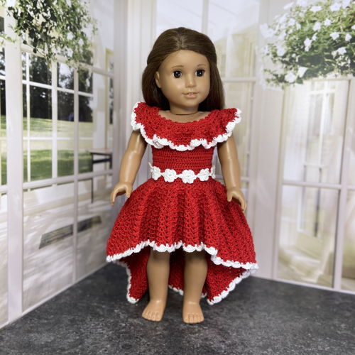 Rotes Kleid für 18 Zoll Puppe