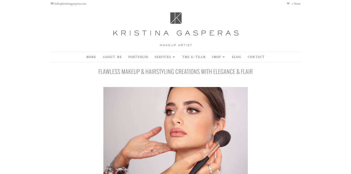 Screenshot of Kristina Gasperas, from the makeup artist websites collection.