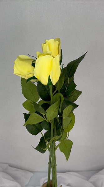Yellow Real Touch Open Bud Roses - Realistic Artificial Flowers - Image 4