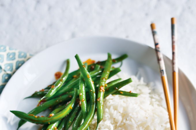 Crispy Tofu with Wafu Green Beans