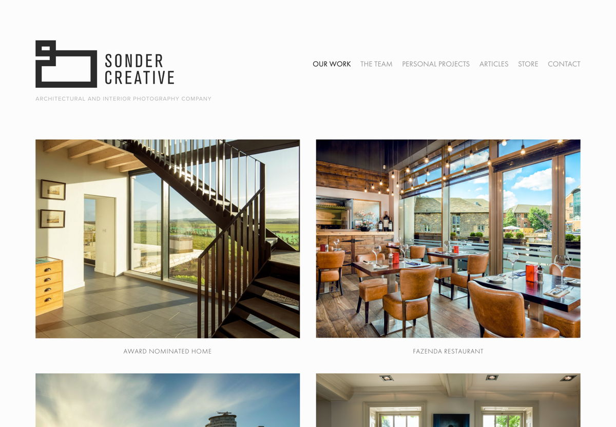 Screenshot of Sonder Creative, from the architecture portfolios collection.
