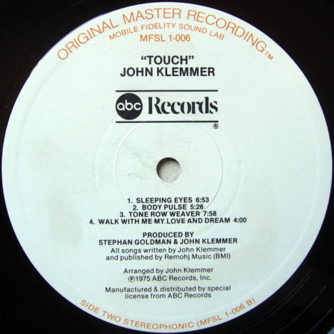 ★Audiophile★ MFSL / JOHN KLEMMER, - Touch, NM-!