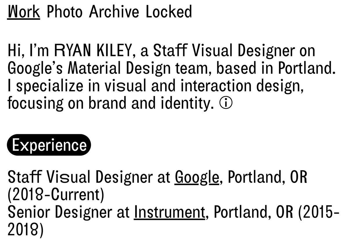 Screenshot of Ryan Kiley, from the motion design portfolios collection.