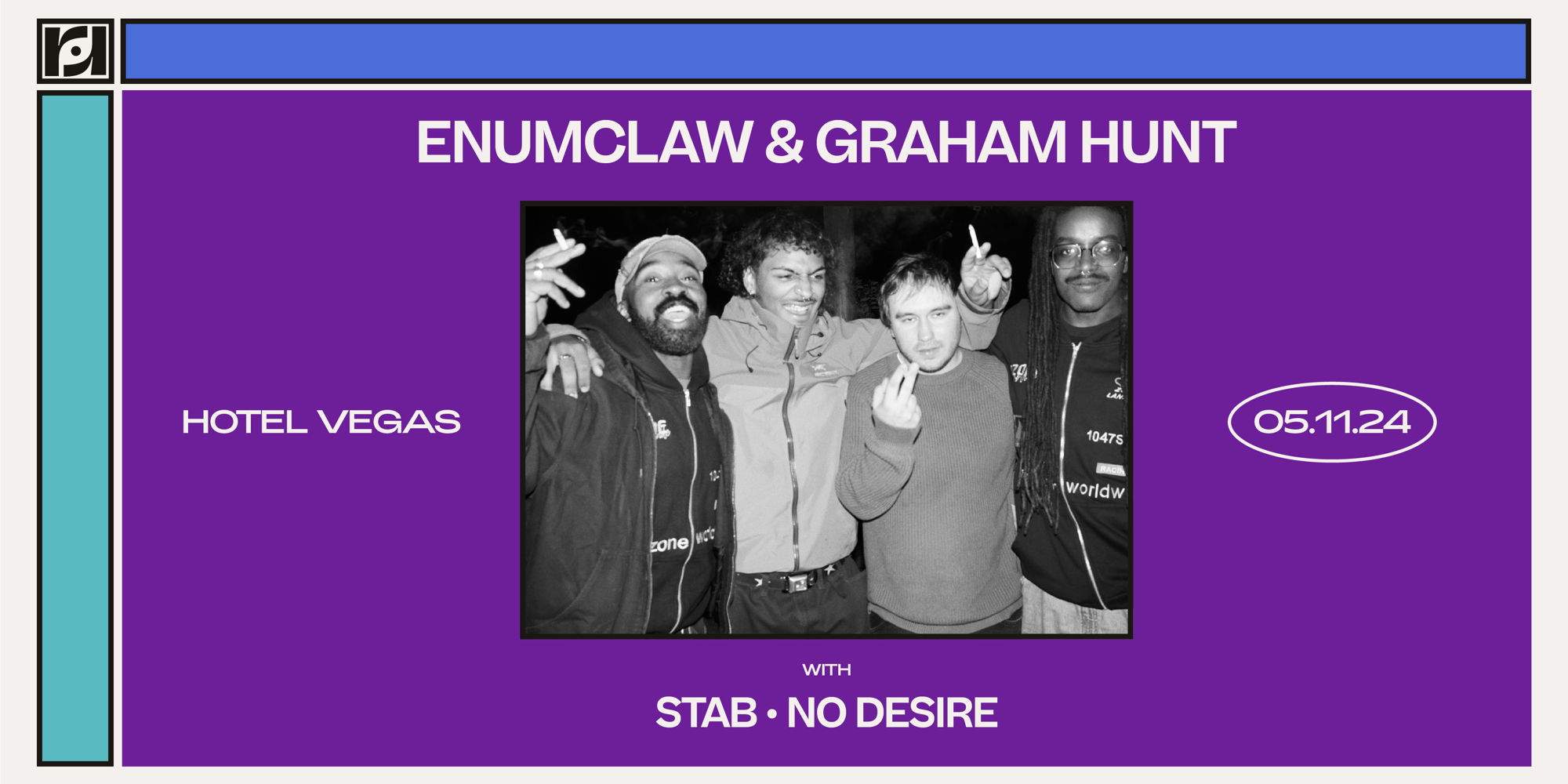 Resound Presents: Enumclaw & Graham Hunt w/ Stab and No Desire at Hotel Vegas promotional image