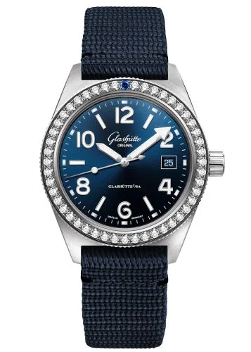 SeaQ Date Stainless Steel / Diamond / Blue / Synthetic - Pin