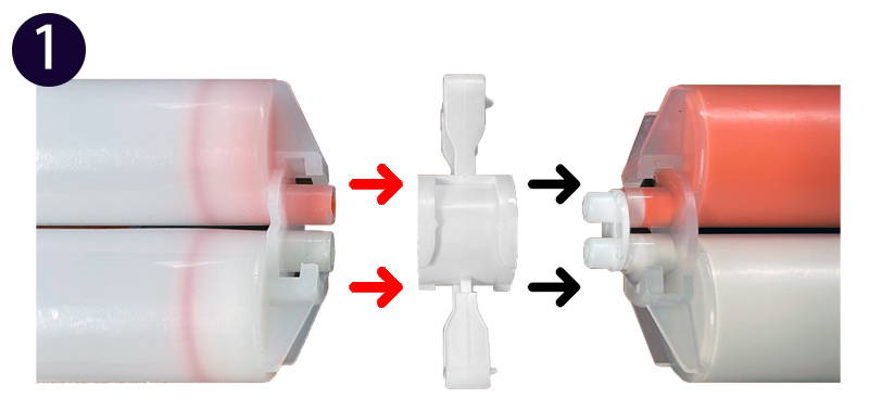 Attach the trasher connector to donor cartridge. Picture shown to describe the process