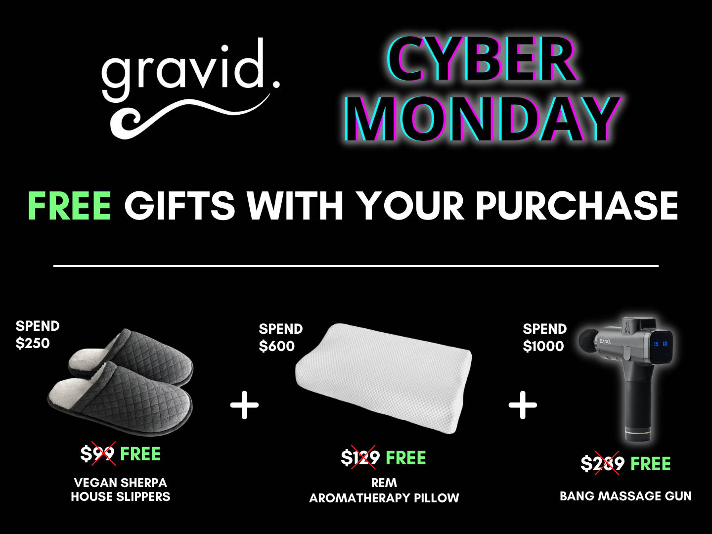 Gravid - Cyber Monday - Free Gifts with your purchase.