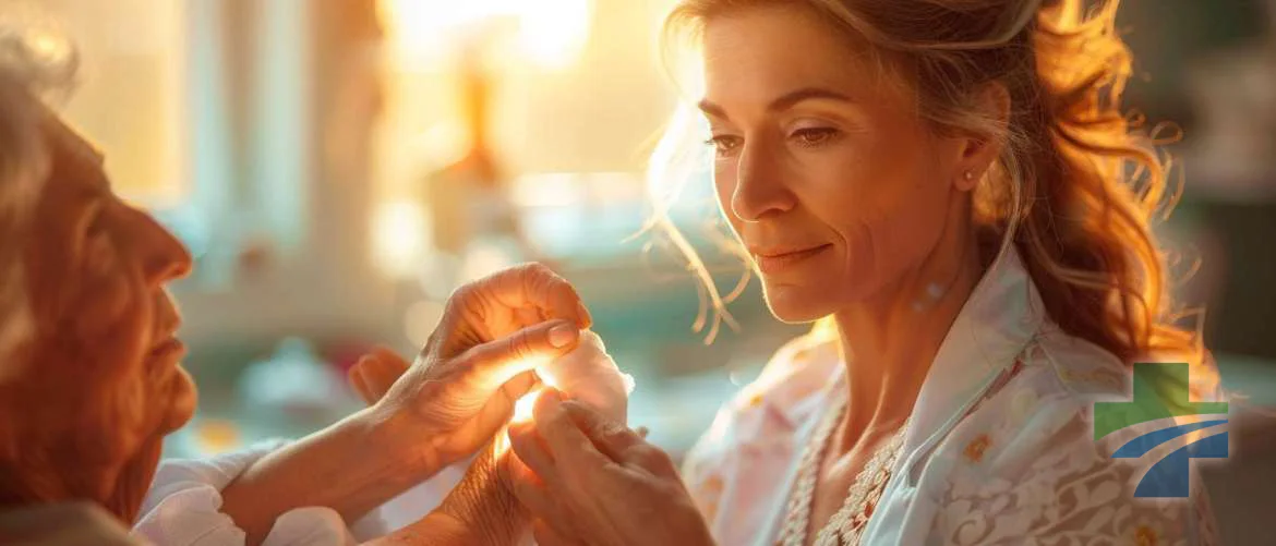 A nurse applying traditional healing techniques in a modern medical setting